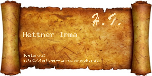 Hettner Irma névjegykártya